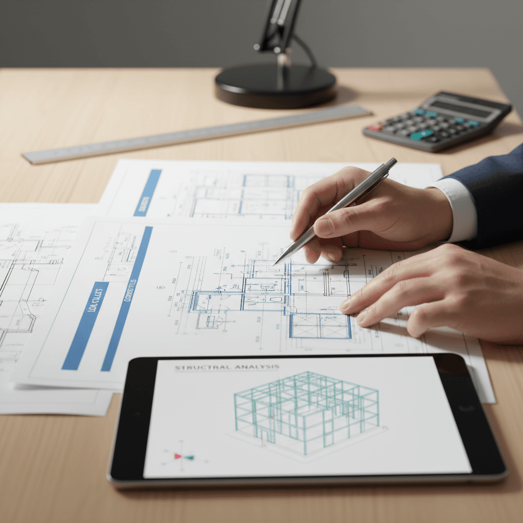 Engineer reviewing manufacturing specifications