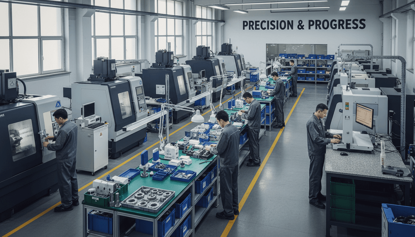 Manufacturing production floor with machinery